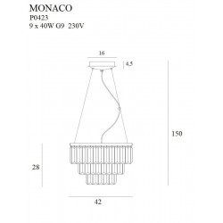 Pakabinamas šviestuvas Monaco 42 AUKSO SPALVOS kaina