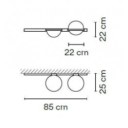 Sieninis LED šviestuvas Palma 3702 Graphite kaina