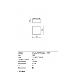 Lubinis LED šviestuvas 13W 3000K