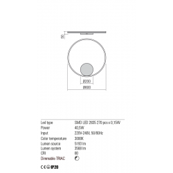 Sieninis - lubinis LED DIMERIUOJAMAS šviestuvas Orbit D60 JUODAS direct CCT DALI kaina