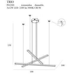 Pakabinamas LED šviestuvas TRIO 3 AUKSO SPALVOS dimeriuojamas pigiau