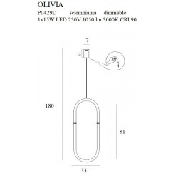 Pakabinamas LED šviestuvas OLIVIA 1 P0429D aukso spalvos pigiau