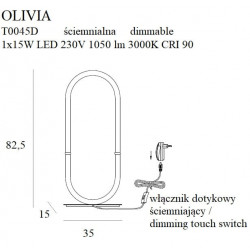 Stalinis LED šviestuvas OLIVIA T0045D AUKSO SPALVOS