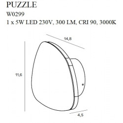Sieninis LED šviestuvas PUZZLE 5W 3000K JUODAS