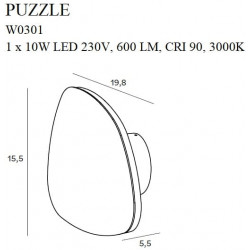 Sieninis LED šviestuvas PUZZLE 10W 3000K BALTAS kaina