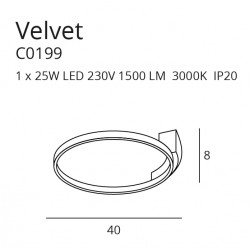 Lubinis LED šviestuvas VELVET 25W JUODAS