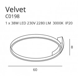 Lubinis LED šviestuvas VELVET 38W JUODAS pigiau