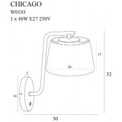 Sieninis šviestuvas Chicago BALTAS kaina