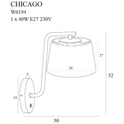 Sieninis šviestuvas Chicago JUODAS kaina
