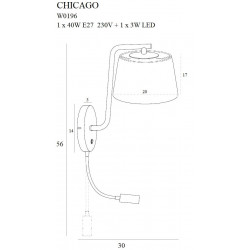 Sieninis šviestuvas Chicago LED BALTAS kaina