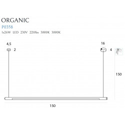 PAKABINAMAS led dimeriuojamas ŠVIESTUVAS ORGANIC HORIZON 150 JUODAS pigiau