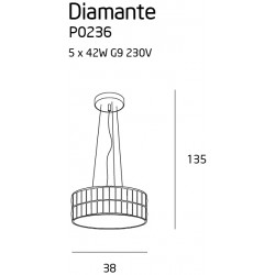 Pakabinamas ŠVIESTUVAS DIAMANTE D38 chromo spalvos kaina