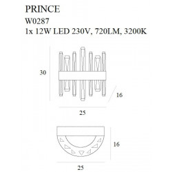 Sieninis LED šviestuvas PRINCE 12W 3000K