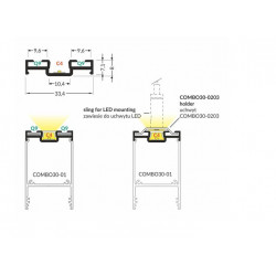 LED PROFILIS COMBO30-03 C4/Q9 PAVIRŠINIS 1M, BALTAS skubiai