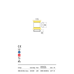 SIENINIS LED ŠVIESTUVAS KAMAL 4,4W 3000K BALTAS