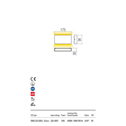 SIENINIS LED ŠVIESTUVAS KAMAL12W 4000K RUDAS
