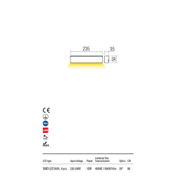 SIENINIS LED ŠVIESTUVAS OMNIA 12W 4000K BALTAS pigiau