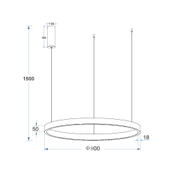 Pakabinamas LED šviestuvas SUPERNOVA 80W D80 dimeriuojamas | JUODAS