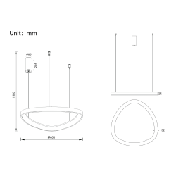 Pakabinamas LED dimeriuojamas šviestuvas DELTA 48W 3000K TUYA, AUKSO SPALVOS pristatymas