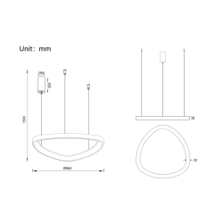 Pakabinamas LED dimeriuojamas šviestuvas DELTA 60W 3000K TUYA, BALTAS pristatymas