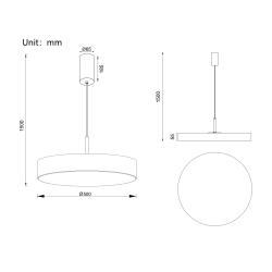Pakabinamas LED šviestuvas LEO D50 40W JUODAS dimeriuojamas