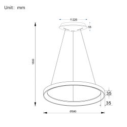 Pakabinamas LED šviestuvas OMEGA D58 48W 3000K BALTAS pigiau