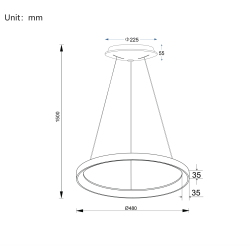 Pakabinamas LED šviestuvas OMEGA D48 38W 3000K BALTAS pigiau