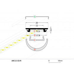 LED PROFILIS ARC12 CD/U5 LENKIAMAS, 1M,  ANODUOTAS ALIUMINIS atsiliepimai