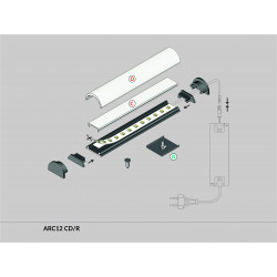 LED PROFILIS ARC12 CD/U5 LENKIAMAS, 1M,  ANODUOTAS ALIUMINIS skubiai