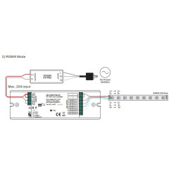 LED juostų daugiafunkcinis valdiklis DIM / RGBW / CCT, TUYA Wi-Fi, + Perfect RF, 12-24V 5x4A skubiai