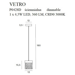 Pakabinamas LED šviestuvas VETRO AUKSO SPALVOS kaina