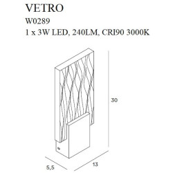 Sieninis LED šviestuvas VETRO AUKSO SPALVOS