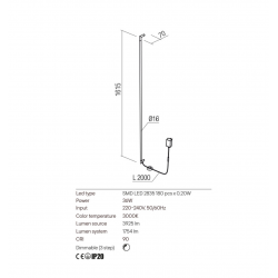 Sieninis LED šviestuvas STICK 36W JUODAS step dim pigiau