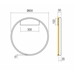 Sieninis - lubinis LED šviestuvas FEBE 37W D60 3000K indirect AUKSO SPALVOS