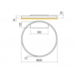 Sieninis | lubinis LED šviestuvas FEBE 37W 4000K D60 direct AUKSO SPALVOS