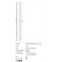SIENINIS LED ŠVIESTUVAS WAPI 35W L147,5 BALTAS pigiau