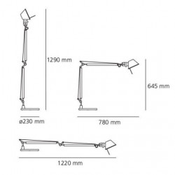 STALINIS ŠVIESTUVAS TOLOMEO TABLE METAL PILKAS | BODY kaina