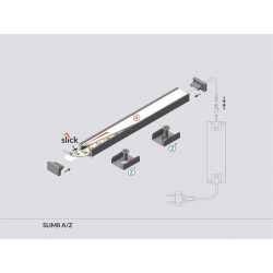LED PROFILIS SLIM8 AC2/Z PAVIRŠINIS, 2M, ALIUMINIS pigiau
