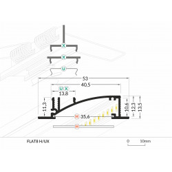 LED PROFILIS FLAT8 H/UX PAVIRŠINIS, 2M, ANODUOTAS ALIUMINIS kaina