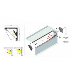 LED PROFILIS CABI12 E KAMPINIS, 2M, ANODUOTAS ALIUMINIS pigiau