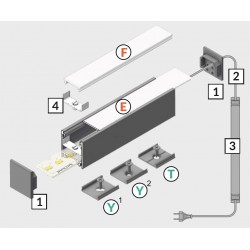 LED PROFILIS LINEA20 EE7F/TY PAVIRŠINIS, 2M, BALTAS internetu