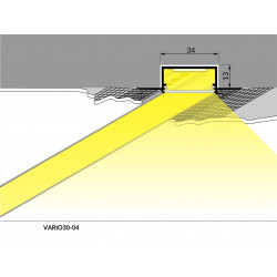 LED PROFILIS VARIO30-04 ACDE-9 PRIGLAISTOMAS, 3M, ALIUMINIS kaina
