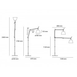 PASTATOMAS ŠVIESTUVAS TOLOMEO BASCULANTE TERRA ALIUMINIUM | BODY pigiau
