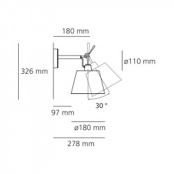 SIENINIS ŠVIESTUVAS TOLOMEO WALL DIFUSER ALIUMINIUM | BODY kaina