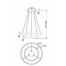 PAKABINAMAS LED ŠVIESTUVAS RIM 2 61W D60 | 40 3000K JUODAS
