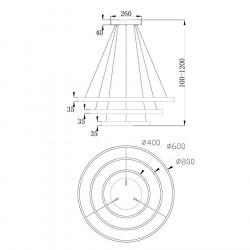 PAKABINAMAS LED ŠVIESTUVAS RIM 3 115W D40 | 60 | D80 3000K JUODAS