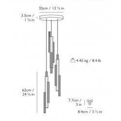 PAKABINAMAS ŠVIESTUVAS HAIL 3-PIECE CHANDELIER BRUSHED SIDABRO SPALVOS skubiai