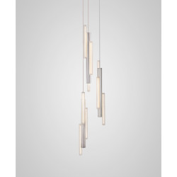 PAKABINAMAS ŠVIESTUVAS HAIL 3-PIECE CHANDELIER BRUSHED SIDABRO SPALVOS