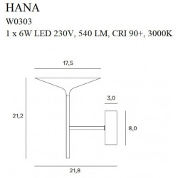 Sieninis LED šviestuvas HANA 6W AUKSO SPALVOS