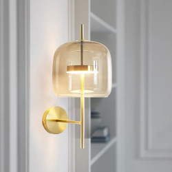 SIENINIS LED ŠVIESTUVAS JUBE 8,5W DŪMINTO STIKLO | AUKSO SPALVOS skubiai
